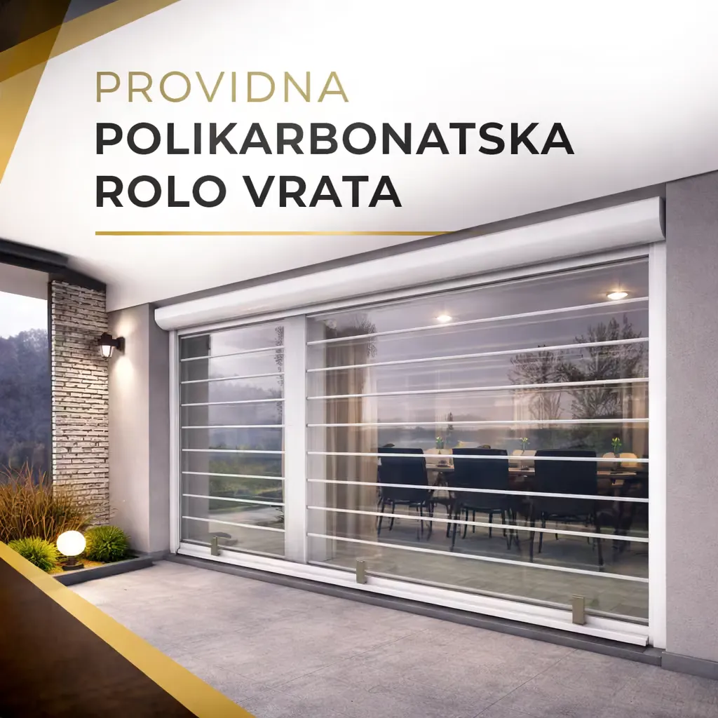 Providna polikarbonatska rolo vrata spuštena ispred terase